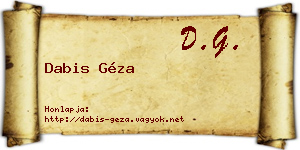 Dabis Géza névjegykártya